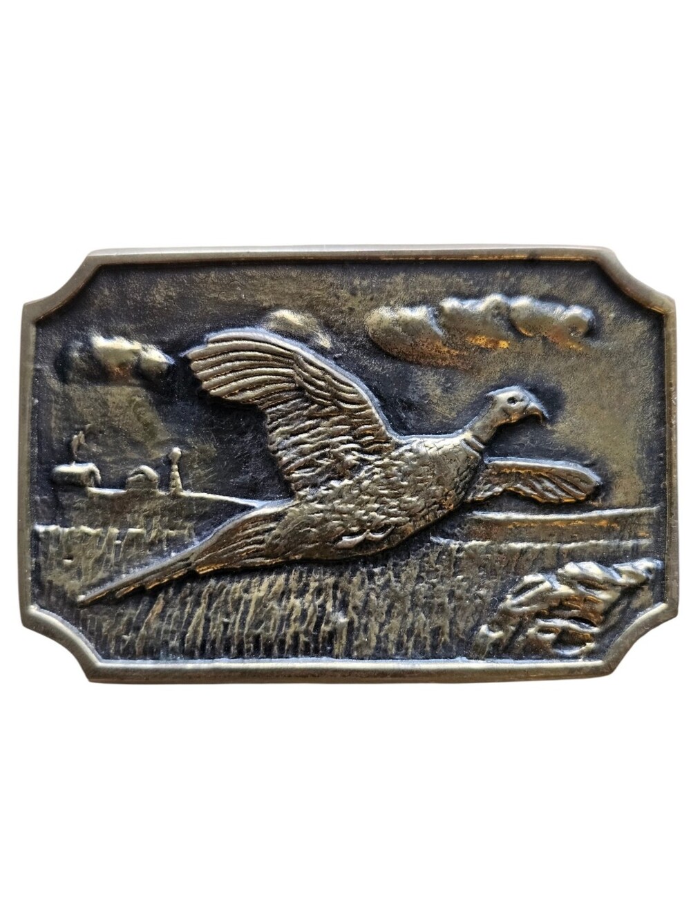 Vintage Ring Neck Pheasant Quail Bird Hunting-Solid Brass BTS Belt Buckle USA